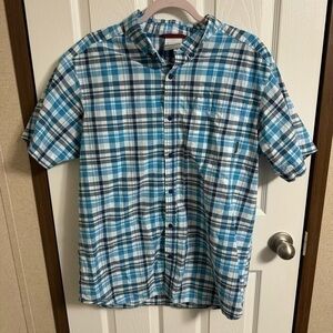 Columbia blue stripe button up shirt sz L